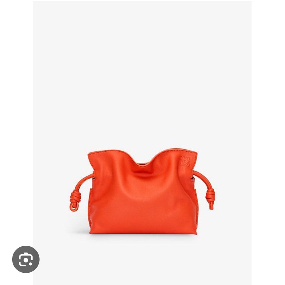 Loewe flamenco knot mini clutch in sunrise (orange red)